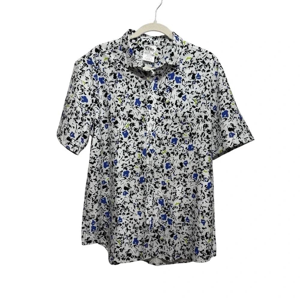 NWT Zyia Active Echo Beach Tropical Print Short Sleeve Travelers Shirt‎ Men's XL
